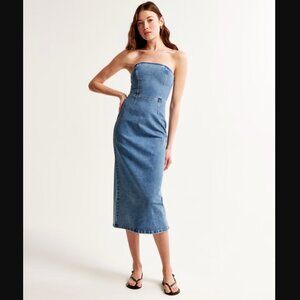 Abercrombie & Fitch Strapless Denim Midi Dress Sz. S NWOT